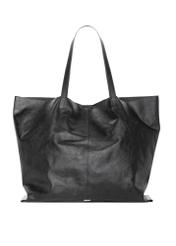 Чорна велика шкіряна сумка-шопер TORES-1354-99(Z26), вигляд виробу спереду на білому тлі.