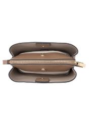 Бежева маленька жіноча сумочка TOREC-0768-1B(W26), вигляд виробу всередині на білому тлі.