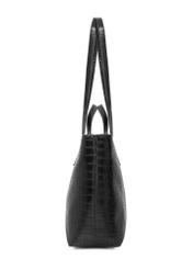 Чорна жіноча сумка-шопер TOREC-1204-9G(W26), вигляд виробу збоку на білому фоні.