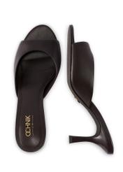 Темно-коричневі шкіряні жіночі мюлі BUTYD-1272-1I(W26), вигляд виробу зверху на білому фоні.