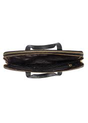 Чорна шкіряна сумка для ноутбука TORES-1070A-99(W26), вигляд виробу всередині на білому тлі.