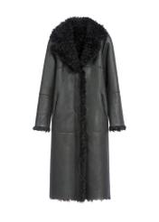 Czarny dwustronny kożuch damski KOZDS-0091-1395(Z25)