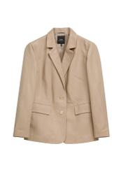 Beżowa skórzana marynarka damska PLUS SIZE KURDS-0645L-1B(W26)