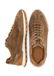 Чоловіче замшеве взуття холодного бежевого кольору BUTYM-0542-1K(W26), вигляд виробу зверху на білому фоні.