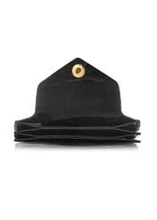 Маленький чорний шкіряний жіночий гаманець PORES-0890-9G(W26), вигляд товару всередині на білому тлі.