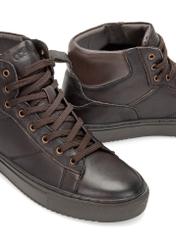 Brązowe skórzane buty sportowe męskie BUTYM-0520-89(Z25)