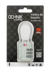 Комбінований навісний замок Sage TSA AW-015-0007-8F(W26), вигляд виробу спереду в упаковці.