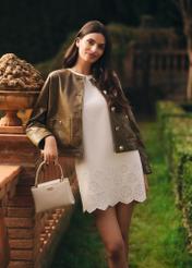 Skórzana mała torebka damska w kolorze kremowym TORES-1270-0B(W26)