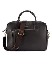 Коричнева чоловіча шкіряна сумка TORMS-0504-1I(W26), вигляд виробу спереду на білому тлі.