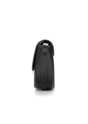 Чорна напівкругла жіноча сумка-месенджер TOREC-1127-99(W26), вигляд виробу збоку на білому фоні.