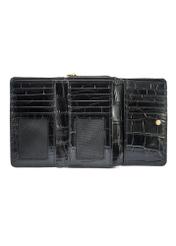 Чорний шкіряний жіночий гаманець кроко PORES-0956-99(W25)