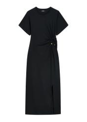 Czarna bawełniana sukienka midi SUKDT-0273-99(W26)