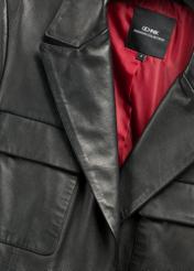 Чорний жіночий шкіряний піджак із ременем KURDS-0545-99 (W26)