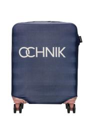 Темно-синій чохол для невеликої валізи AW-013-0002-7D-S(W26), вигляд виробу спереду на валізі.