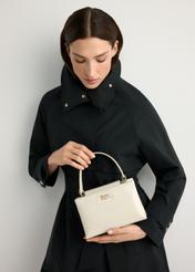 Skórzana mała torebka damska w kolorze kremowym TORES-1270-0B(W26)