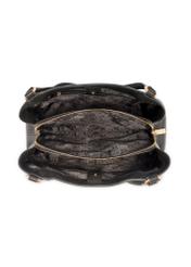 Чорна шкіряна жіноча сумка-шопер TORES-1264-9I(W26), вигляд товару всередині на білому тлі.