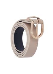 Бежевий шкіряний жіночий ремінь PASDS-0345-1B(Z26), діагональний вигляд виробу на білому тлі.