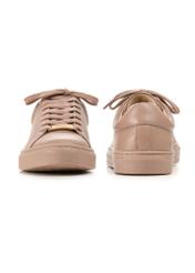 Жіночі рожеві шкіряні кросівки BUTYD-1068-5D(W26), вигляд виробу спереду та ззаду на білому тлі.