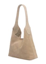 Кремова замшева жіноча сумка TORES-1308-0B(W26), діагональний вигляд виробу на білому тлі.