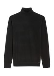 Чорний чоловічий светр з високим коміром SWEMT-0185-99(Z25), вигляд виробу спереду на білому тлі.