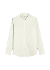 Чоловіча бавовняна сорочка кольору шавлії в смужку KOSMT-0354-8F(W26), вигляд виробу спереду на білому тлі.