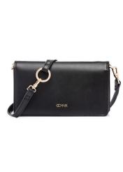 Чорний жіночий гаманець з ремінцем POREC-0431-99(W26), вигляд виробу спереду на білому тлі.