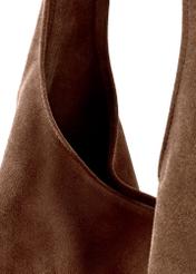 Коричнева замшева жіноча сумка-шопер TORES-1177-1I(W26), крупний план деталі виробу на білому фоні.