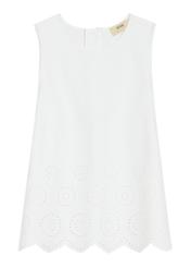 Біла жіноча блузка BLUDT-0207-0B(W26), вигляд виробу спереду на білому фоні.