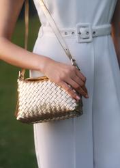 Mała skórzana pleciona torebka damska TORES-1292-2X(W26)