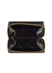 Чорний жіночий гаманець із крокодилової шкіри PORES-0888-9G(W26), вигляд товару всередині на білому тлі.