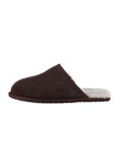 Темно-коричневі замшеві чоловічі капці BUTYM-0552-1I(Z26), вигляд виробу збоку на білому фоні.