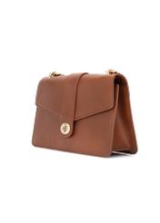 Коричнева жіноча сумка-месенджер TOREC-1137-1F(W26), діагональний вигляд виробу на білому фоні.