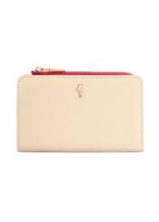 Жіночий гаманець кремового кольору зі шкіри PORES-0983-0P(W26), вигляд спереду на білому тлі.