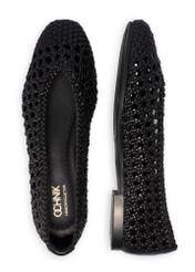 Жіночі чорні плетені балетки BUTYD-1251-99(W26), вигляд виробу зверху на білому фоні.