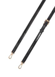 Маленька чорна жіноча сумка-месенджер з крокоподібної шкіри TOREC-1185-9G(W26), вигляд виробу з ремінцем на білому фоні.