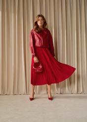 Червона плісирована спідниця міді SPCDT-0096-4B(W26)