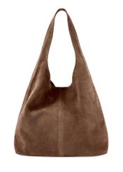 Коричнева замшева жіноча сумка-шопер TORES-1177-1I(W26), вигляд виробу зі зворотного боку на білому фоні.