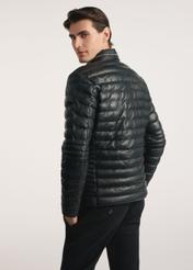 Чорна чоловіча шкіряна утеплена куртка KURMS-0379-99(Z26)