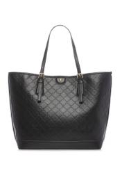 Чорна сумка-шопер з монограмою TOREC-1181-9P(W26), вигляд виробу спереду на білому тлі.