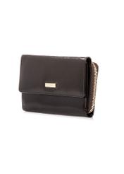 Жіночий гаманець темно-коричневого кольору PORES-0987-1I(W26), діагональний вигляд виробу на білому тлі.