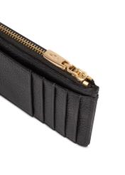 Чорний маленький шкіряний жіночий гаманець PORES-0978R-9I(W26), крупний план деталі виробу на білому фоні.