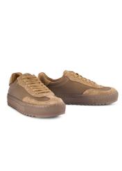 Жіночі шкіряні кросівки холодного бежевого кольору BUTYD-1260-1K(W26), діагональний вигляд виробу на білому фоні.