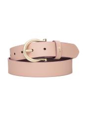 Рожевий жіночий шкіряний ремінь PASDS-0274-5B(W26), вигляд виробу спереду на білому тлі.