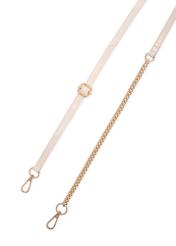 Skórzana mała torebka damska w kolorze kremowym TORES-1270-0B(W26)