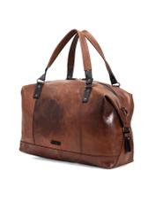 Коричнева шкіряна велика чоловіча сумка TORMS-0103-1H(W26), діагональний вигляд виробу на білому тлі.