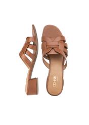 Жіночі шкіряні мюлі на блочному каблуці BUTYD-1265-1F(W26), вигляд виробу зверху на білому фоні.