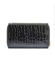 Чорний шкіряний жіночий гаманець кроко PORES-0956-99(W25)