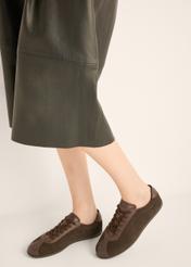 Ciemnobrązowe skórzane sneakersy damskie BUTYD-1293-1I(Z26)