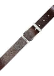 Чоловічий шкіряний ремінь коричневого кольору PASMS-0167-9J(W26), вигляд виробу спереду на білому тлі.