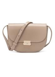 Жіноча напівкругла сумка-месенджер кольору верблюжого кольору TOREC-1127-1D(W26), вигляд виробу спереду на білому тлі.